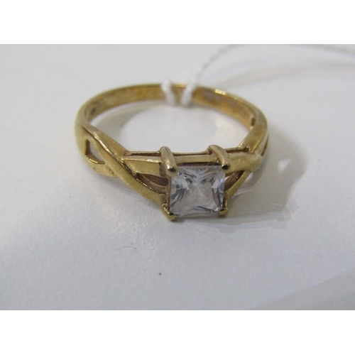 268 - SOLITAIRE RING, 9ct yellow gold ring set a square form CZ, size P/Q