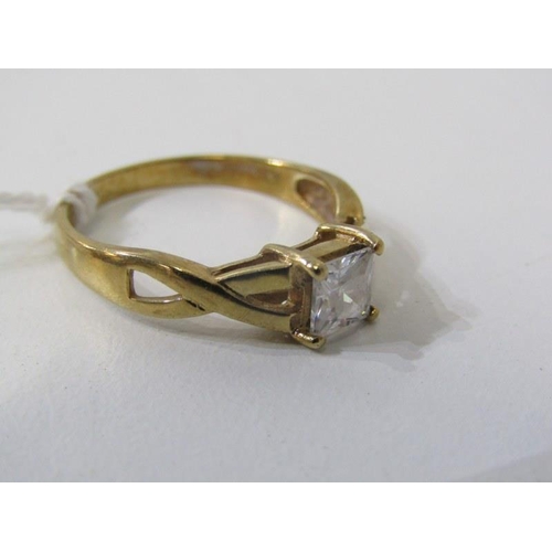 268 - SOLITAIRE RING, 9ct yellow gold ring set a square form CZ, size P/Q