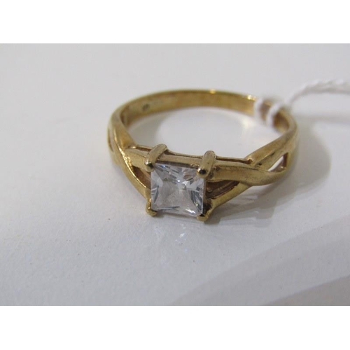 268 - SOLITAIRE RING, 9ct yellow gold ring set a square form CZ, size P/Q