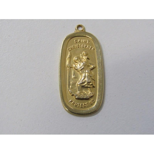 273 - GOLD ST CHRISTOPHER, yellow gold St Christopher of oval form, (tests as 14ct), 1.3 grams