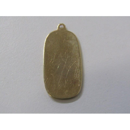 273 - GOLD ST CHRISTOPHER, yellow gold St Christopher of oval form, (tests as 14ct), 1.3 grams