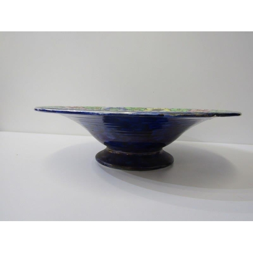 29 - ART DECO, New Hall pottery stemmed bowl with fruit decoration, 24cm dia, together with a Maling 