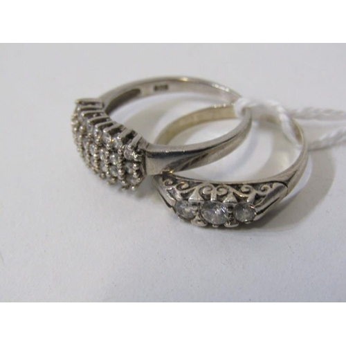 296 - COSTUME JEWELLERY, a gold plated bracelet together with 2 stone set silver rings