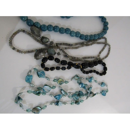 306 - ASSORTED BEADED NECKLACES, quartz style necklace, polished turquoise semi precious stone necklace an... 