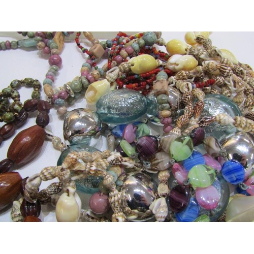 324 - COSTUME JEWELLERY, boxed and various beaded necklaces