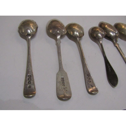 336 - SILVER SPOONS, collection of silver teaspoons various dates and makers, also a napkin ring 171 grams