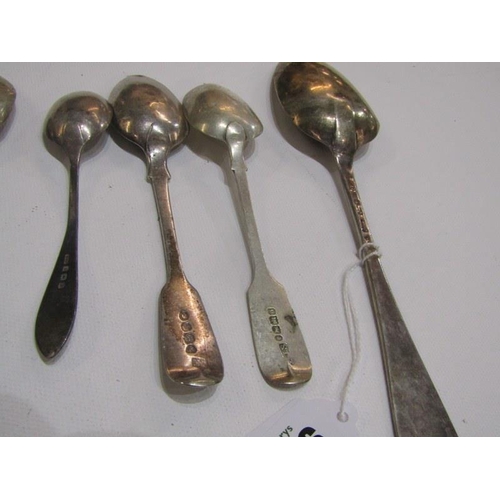 336 - SILVER SPOONS, collection of silver teaspoons various dates and makers, also a napkin ring 171 grams