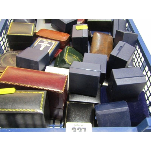 337 - JEWELLERY BOXES, crate containing various jewellery and ring boxes