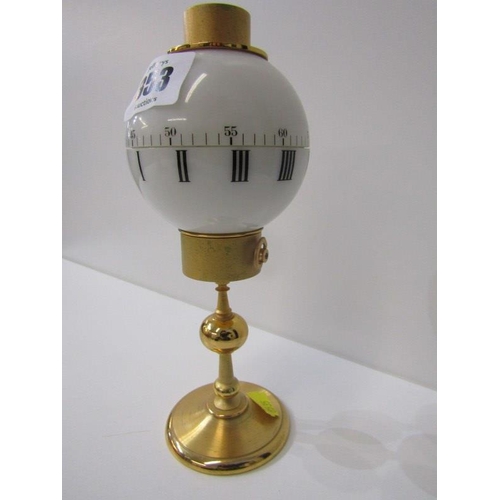 353 - SWISS PEDESTAL CLOCK,  retro Imhof 8 day stemmed pedestal clock glass ball dial to top