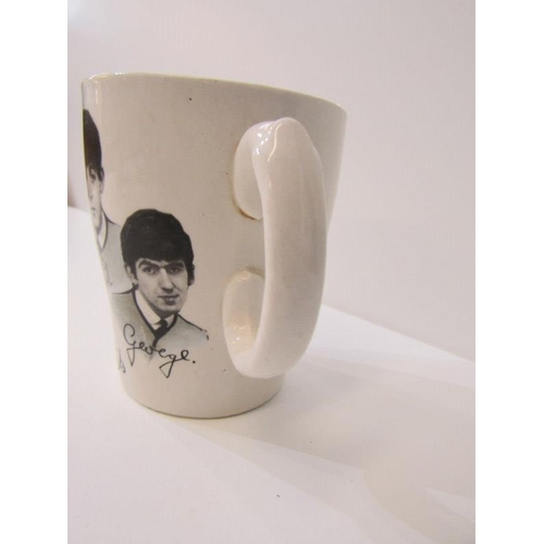 356 - BEATLES, Burslem Bros mug with transfer print decoration of the 4 Beatles with signatures