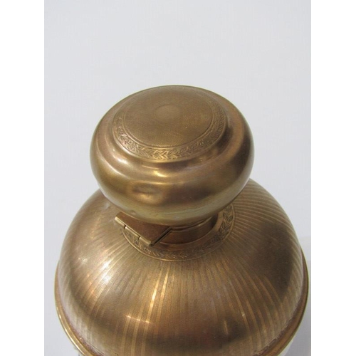 361 - GOLD MOUNTED PERFUME BOTTLE, 9ct gold topped cut glass spherical perfume bottle with stopper, 13cm h... 