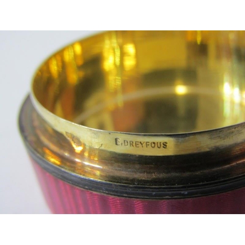 370 - ATTRACTIVE PINK ENAMELLED CIRCULAR PILL BOX,  with silver gilt interior (slight damage to enamel) 4.... 