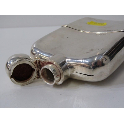 375 - SILVER CURVED BODIED HIP FLASK, London 1901, 243grms