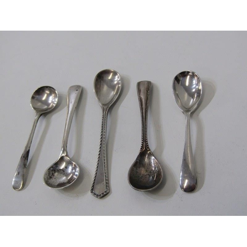 377 - SILVER CONDIMENT SPOONS, collection of 10 various silver condiment spoons, 47grms