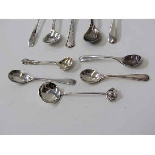 377 - SILVER CONDIMENT SPOONS, collection of 10 various silver condiment spoons, 47grms