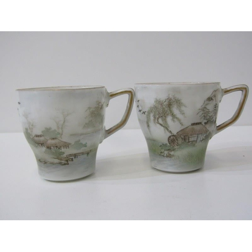 392 - ORIENTAL PORCELAIN, eggshell porcelain tea kettle & pair of cups