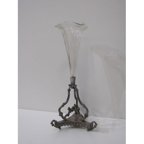 394 - SILVER BACKED DRESSING BRUSH, also antique epergne, miniature Jersey milk can & 2 other pieces