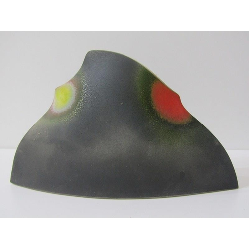 4 - RICHARD GODFREY, sculpture with red and yellow decoration on a black ground, 30cm width