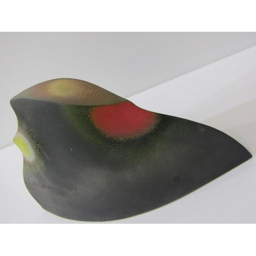 4 - RICHARD GODFREY, sculpture with red and yellow decoration on a black ground, 30cm width