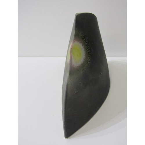 4 - RICHARD GODFREY, sculpture with red and yellow decoration on a black ground, 30cm width