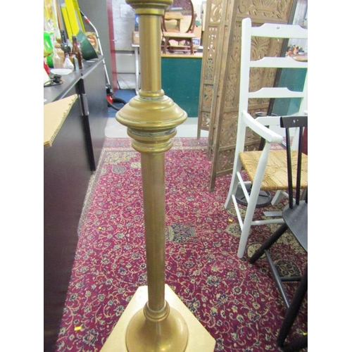 444 - VINTAGE LIGHTING, a brass tripod base standard lamp