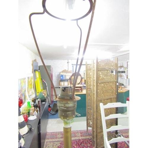 444 - VINTAGE LIGHTING, a brass tripod base standard lamp