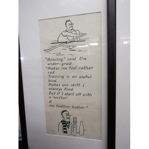 451 - WATNEY, 3 framed original comical verses