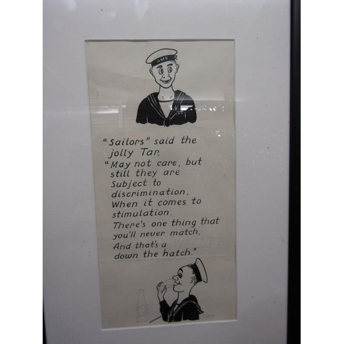 451 - WATNEY, 3 framed original comical verses