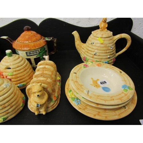 459 - WINNIE THE POOH, collection of border fine art tableware also cottage design teapots