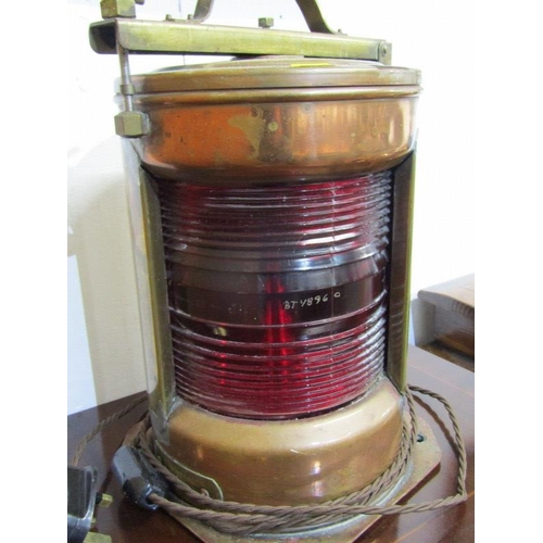 484 - MARITIME, copper navigation lantern, fitted as a lamp