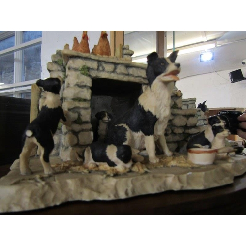 491 - WITHDRAWN -BORDER OF FINE ARTS, 3 sheepdog groups on wooden bases