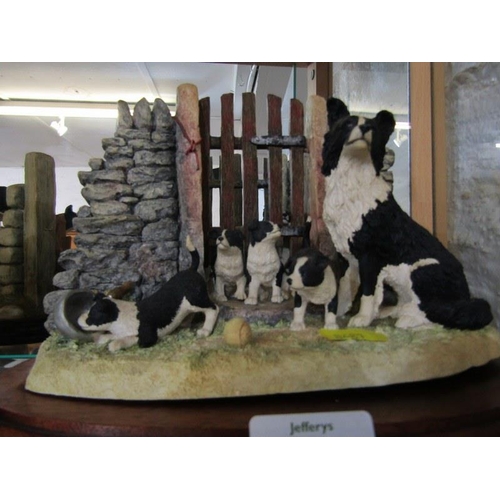 491 - WITHDRAWN -BORDER OF FINE ARTS, 3 sheepdog groups on wooden bases