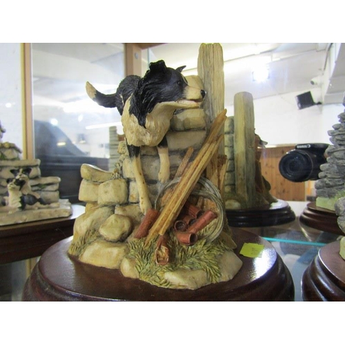 491 - WITHDRAWN -BORDER OF FINE ARTS, 3 sheepdog groups on wooden bases