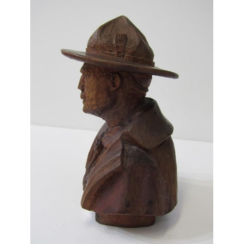 50 - BADEN POWELL, carved wooden bust of Baden Powell with inscription to base 