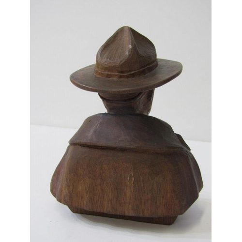 50 - BADEN POWELL, carved wooden bust of Baden Powell with inscription to base 