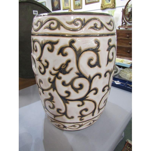 501 - ORIENTAL CERAMICS, modern stoneware garden barrel seat