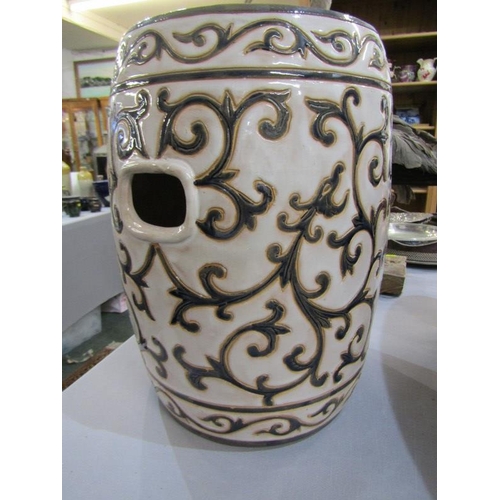 501 - ORIENTAL CERAMICS, modern stoneware garden barrel seat