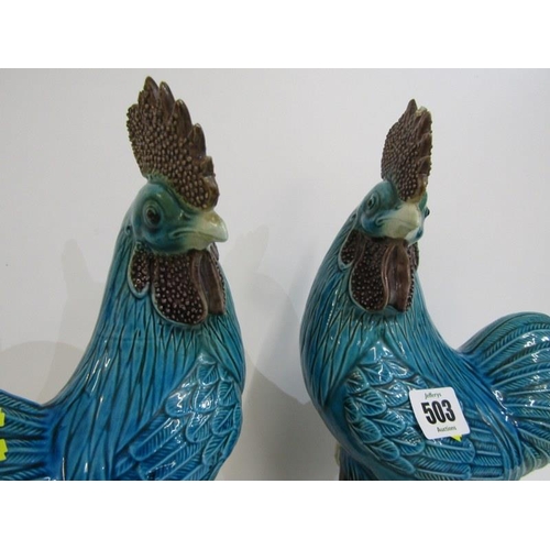 503 - ORIENTAL CERAMICS, pair of modern cockerel figures