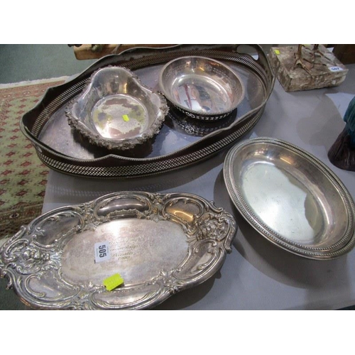 505 - SILVERPLATE, large oval serving tray and other plated ware