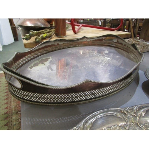 505 - SILVERPLATE, large oval serving tray and other plated ware