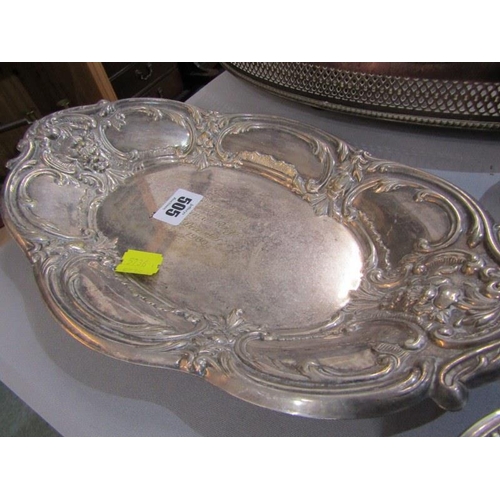 505 - SILVERPLATE, large oval serving tray and other plated ware