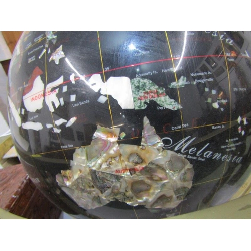 509 - TABLE TOP TERRESTRIAL GLOBE, inset with semi precious stones