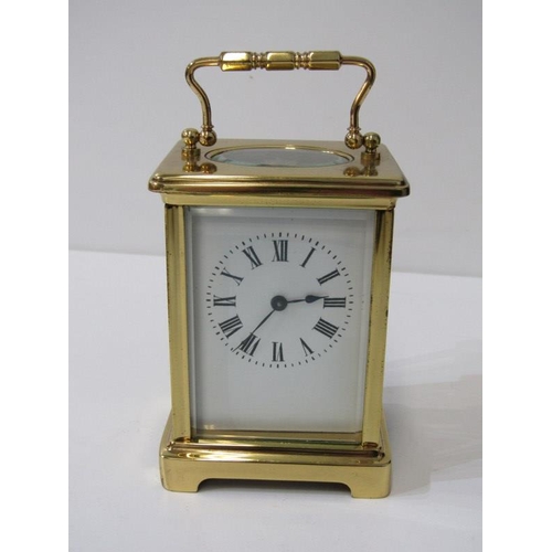 52 - CARRIAGE CLOCK, brass framed carriage clock, 11cm height