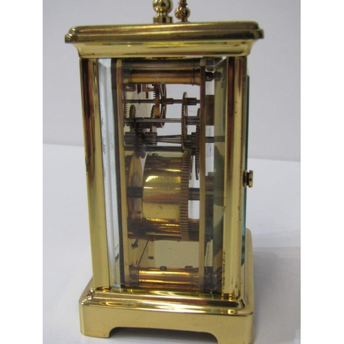 52 - CARRIAGE CLOCK, brass framed carriage clock, 11cm height