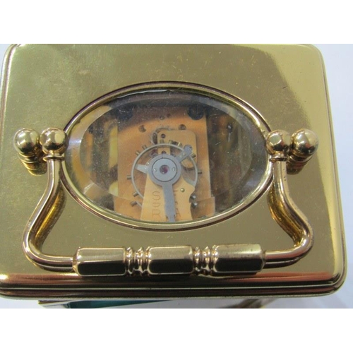 52 - CARRIAGE CLOCK, brass framed carriage clock, 11cm height