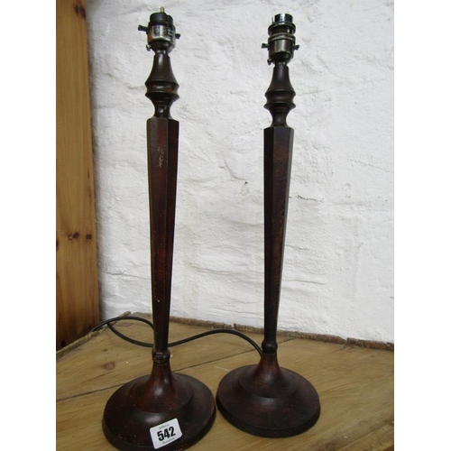 542 - TABLE LAMPS, pair of bronze effect table lamp bases, 46cm height