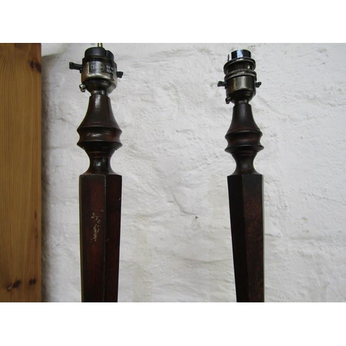 542 - TABLE LAMPS, pair of bronze effect table lamp bases, 46cm height