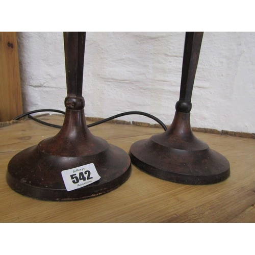 542 - TABLE LAMPS, pair of bronze effect table lamp bases, 46cm height