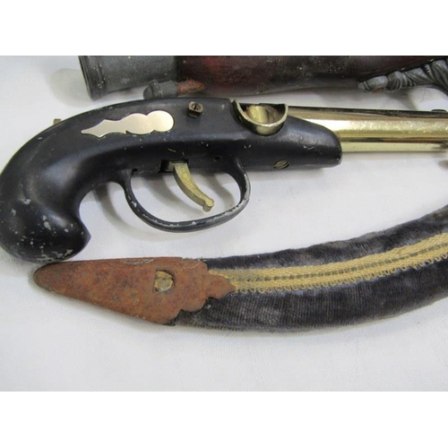 549 - REPLICA PISTOLS, 3 19th century design pistols and a souvenir dagger