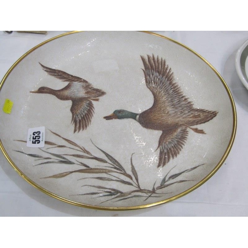 553 - CERAMICS, Union Castle line shipping bowl decorated roses, also a porcelain charger decorated ducks ... 